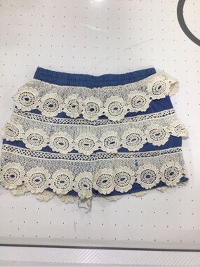 Lapis Blue Shorts with Cream Crochet Layers